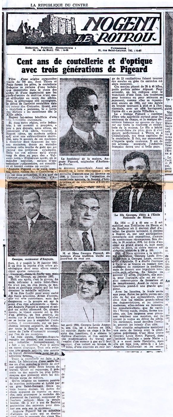 Article de presse pour le centenaire